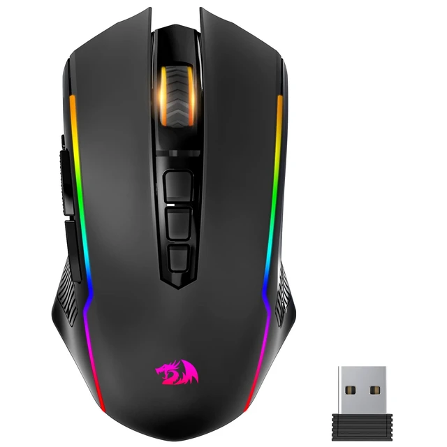 Alt view image 8 of 14 - Gaming Mouse, Wireless Mouse Gaming with 8000 DPI, PC Gaming Mice with Fire Button, RGB Backlit Programmable Ergonomic Mouse Gamer, Rechargeable, 70Hrs for Windows, Mac Gamer, Black