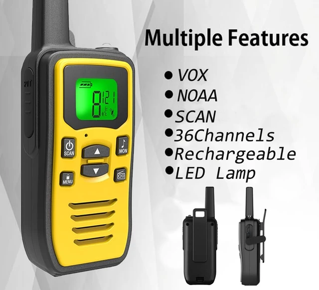 Alt view image 9 of 14 - Rechargeable Walkie Talkies for Adults, Long Range Two Way Radios with NOAA Weather Alert, 36 Channels 2 Way Radio Type-C Charging VOX for Camping Hiking Hunting