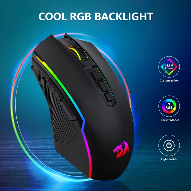 Alt view image 10 of 14 - Gaming Mouse, Wireless Mouse Gaming with 8000 DPI, PC Gaming Mice with Fire Button, RGB Backlit Programmable Ergonomic Mouse Gamer, Rechargeable, 70Hrs for Windows, Mac Gamer, Black