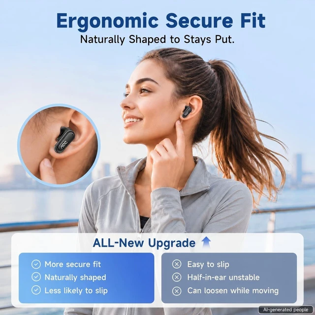 Alt view image 14 of 14 - Noise Cancelling Wireless Earbuds, 39dB ANC, 45H, LED Display, Black | in Ear Bluetooth 5.4 Headphones with 6 ENC Mic, Transparency Mode, Deep Bass Sound, 36 EQs via App, Fit for Sports, Commuting