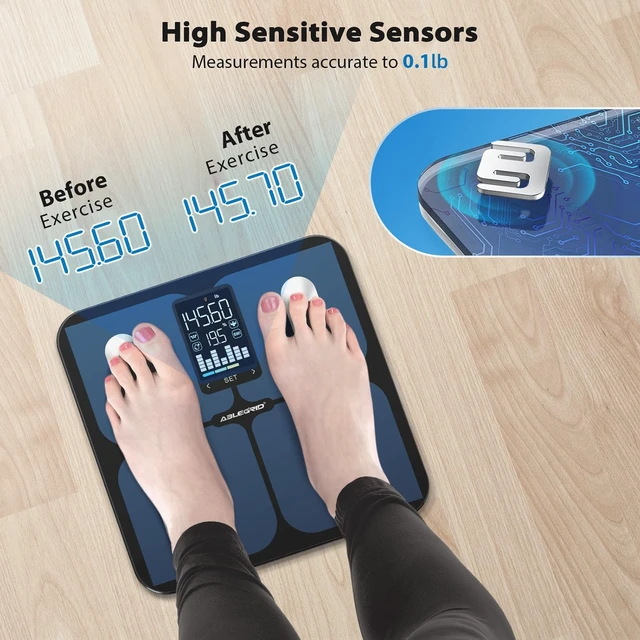 Alt view image 13 of 14 - Smart Bathroom Scale for Body Weight, Digital Body Fat Scale with LED Column Trend Display, BMI,Muscle Mass,Body Type, Accurate Home Weighing Scale for People with APP-Free Mode, 400lb