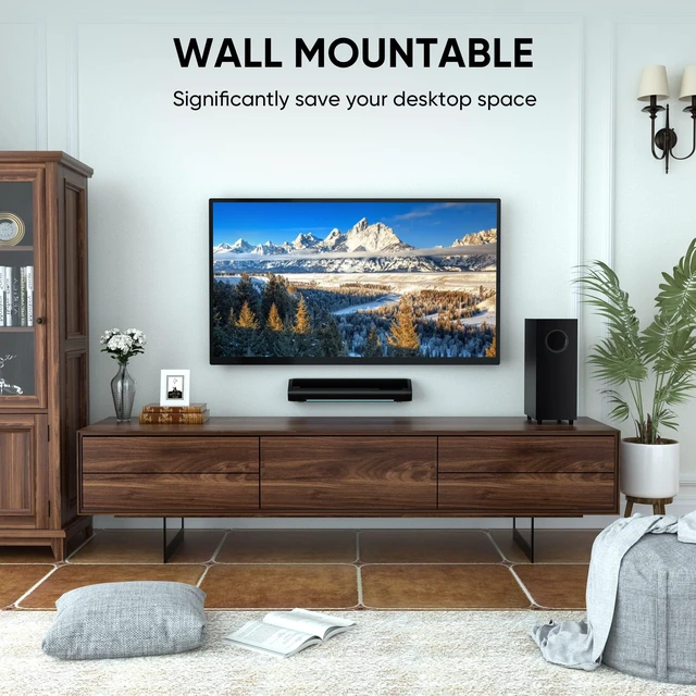 Alt view image 13 of 14 - Sound Bar with Subwoofer, Home Theater Surround System for TV PC | 5" Subwoofer, Dual Bass Reflex Ports, Support Optical/AUX/Bluetooth 5.3 Input, Adjustable Bass, With Volume Indicator