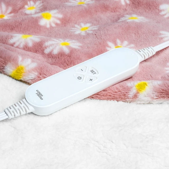 Alt view image 10 of 14 - Electric Heated Blanket 50" x 60" Throw Pink Flower F50 | 12 Heating Levels, Home Office Use,Throw Blanket
