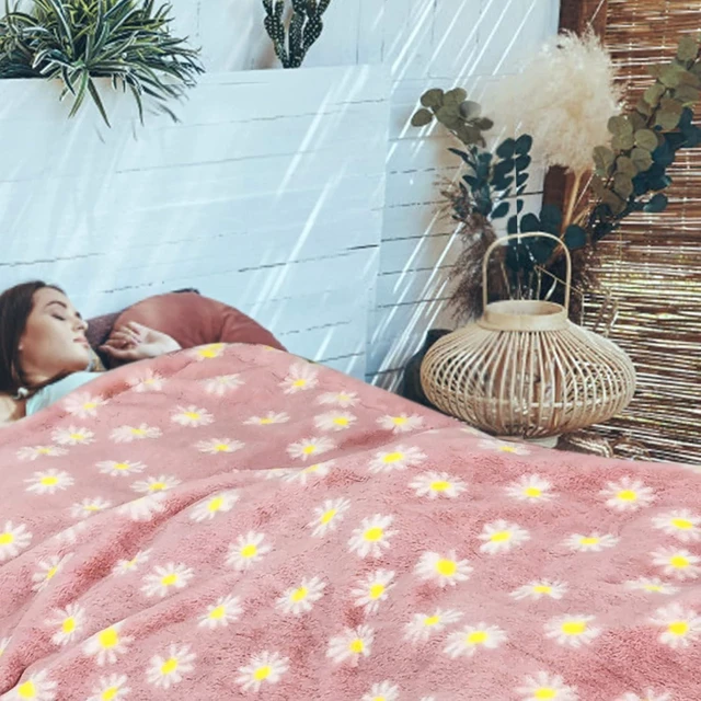 Alt view image 12 of 14 - Electric Heated Blanket 50" x 60" Throw Pink Flower F50 | 12 Heating Levels, Home Office Use,Throw Blanket