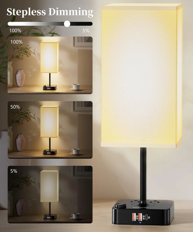 Alt view image 10 of 14 - RGB Remote Bedside Lamp 16 Color Dimming for Nightstand Table White | Remote Control,16 Adjustable Colors,Stepless Dimming with RGB Gradient Mode,Modern Industrial Lamp Fits Bedroom,Nightstand