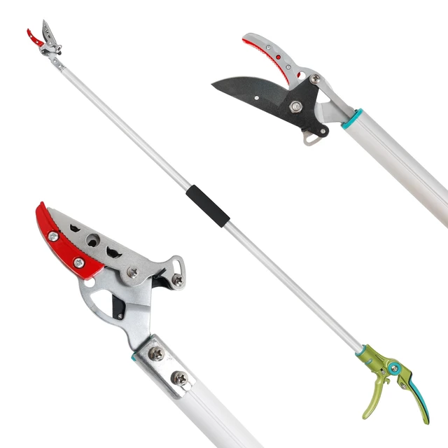 Alt view image 8 of 14 - Cut & Hold Pole Pruner, 4.2 FT Lightweight Fruit Picker with 180° Rotating Handle, SK5 Steel Blade Cuts up to 1/2 Inch, Long Reach Garden Tree Trimmer & Branch Cutter for Shrubs, Bushes