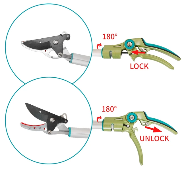 Alt view image 10 of 14 - Cut & Hold Pole Pruner, 4.2 FT Lightweight Fruit Picker with 180° Rotating Handle, SK5 Steel Blade Cuts up to 1/2 Inch, Long Reach Garden Tree Trimmer & Branch Cutter for Shrubs, Bushes