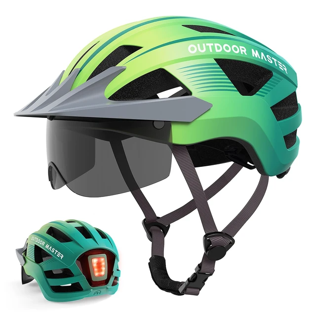 Alt view image 8 of 14 - Adult Bike Helmet LED Light & Magnetic Goggles | Rechargeable Rear LED Light, Detachable Magnetic Goggles, Removable Sun Visor, Breathable Padding, Lightweight, Fit Well