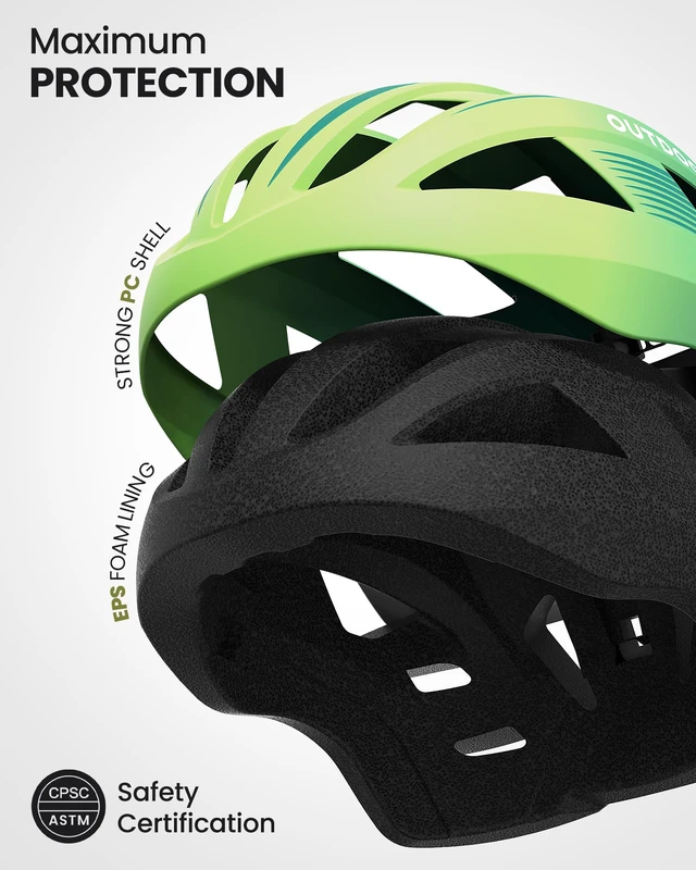 Alt view image 9 of 14 - Adult Bike Helmet LED Light & Magnetic Goggles | Rechargeable Rear LED Light, Detachable Magnetic Goggles, Removable Sun Visor, Breathable Padding, Lightweight, Fit Well