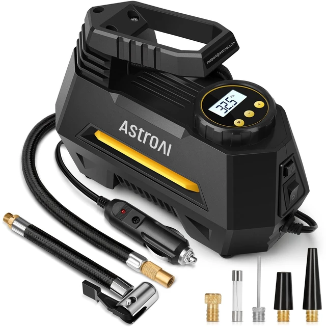 Alt view image 8 of 14 - AIRUN H Tire Inflator Portable Air Compressor, 12V DC Tire Inflator, Auto Shut-Off with Digital Pressure Gauge & LED Light, Fast Inflation for Car, Motorcycle, Bike Tires, 9.8Ft Cord, Yellow