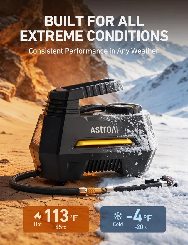 Alt view image 13 of 14 - AIRUN H Tire Inflator Portable Air Compressor, 12V DC Tire Inflator, Auto Shut-Off with Digital Pressure Gauge & LED Light, Fast Inflation for Car, Motorcycle, Bike Tires, 9.8Ft Cord, Yellow