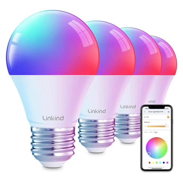 Alt view image 8 of 14 - Smart Light Bulbs, Work with Alexa, Google Home, AiDot | Led Color Changing Light Bulb RGBTW, 2.4G WiFi+Bluetooth, 104 Preset Scene, Music Sync, DIY, Dotis, A19 E26, 60W 800LM, 4Pack
