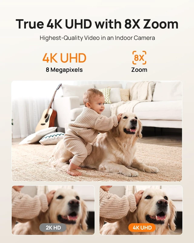 Alt view image 9 of 14 - 4K UHD Indoor Camera, Pet/Dog/Baby Security Camera with Phone App, 360°Pan-Tilt, 5G/2.4G Dual-Band Wi-Fi 6, Auto-Tracking, Person/Pet/Baby Crying Detection, Privacy Mode, Two-Way Audio, 2 Pack