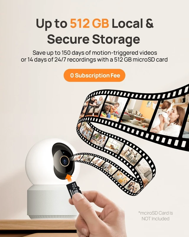 Alt view image 13 of 14 - 4K UHD Indoor Camera, Pet/Dog/Baby Security Camera with Phone App, 360°Pan-Tilt, 5G/2.4G Dual-Band Wi-Fi 6, Auto-Tracking, Person/Pet/Baby Crying Detection, Privacy Mode, Two-Way Audio, 2 Pack
