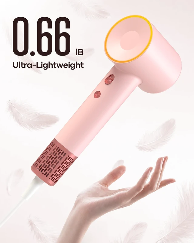 Alt view image 14 of 14 - Hair Dryer, High-Speed Ionic Blow Dryer with Essential Oil & Diffuser | 160K RPM Fast Dries, Cuts Heat Damage, 500M Ions Eliminate Frizz & Boost Shine, 3 Attachments for All Hair Types(Sakura)
