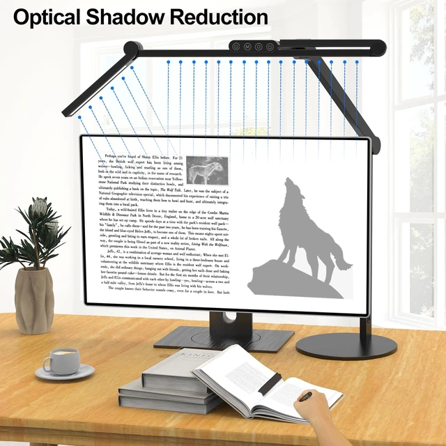 Alt view image 11 of 12 - Architect Desk Lamp with Atmosphere Lighting, Adjustable Led Desk Light for Home Office with Base, 24W Bright Auto Dimming Table Light with Rotatable Swing Arm for Workbench Computer