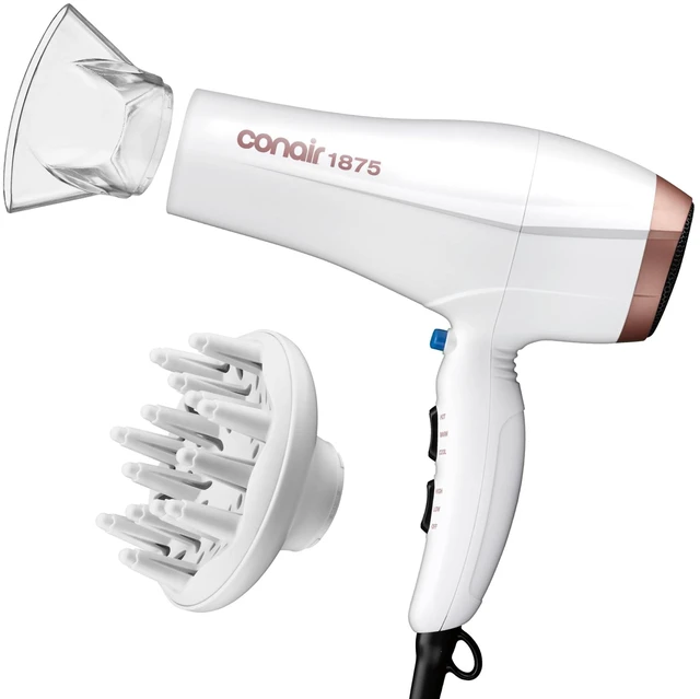 Alt view image 8 of 14 - Double Ceramic Hair Dryer with Diffuser & Concentrator, 1875W | Ionic blow dryer with concentrator and diffuser hair dryer attachments made to smooth frizz and enhance curl definition