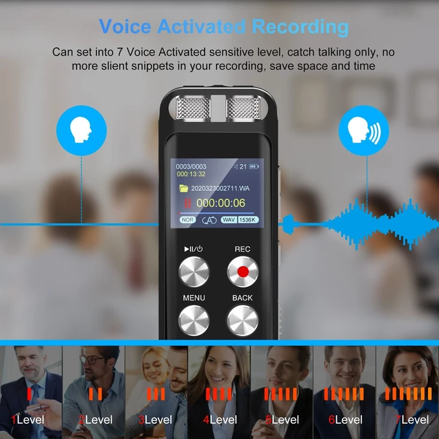 Alt view image 11 of 14 - 136GB Digital Voice Recorder: Voice Activated Recorders with Playback, Audio Recording Device for Lectures Meetings, Dictaphone Sound Portable Tape Recorder with Password | USB