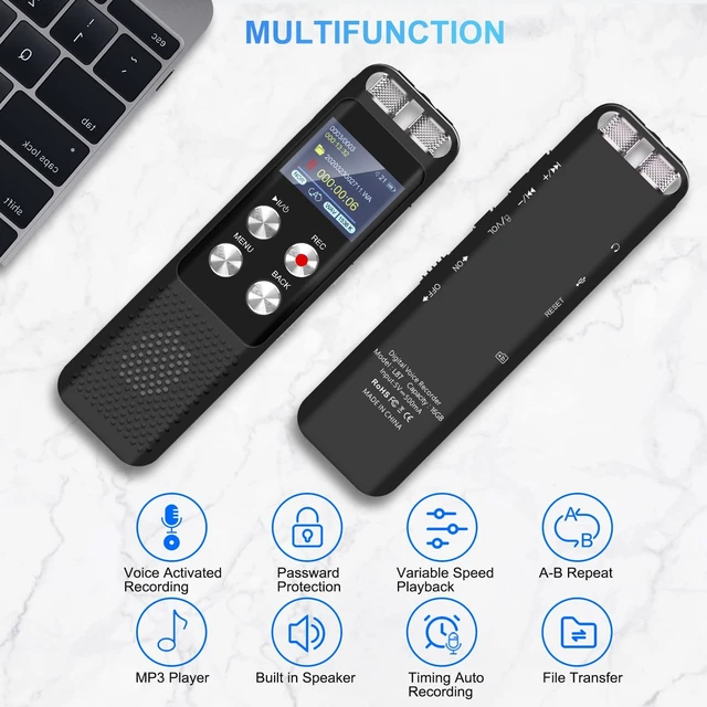 Alt view image 13 of 14 - 136GB Digital Voice Recorder: Voice Activated Recorders with Playback, Audio Recording Device for Lectures Meetings, Dictaphone Sound Portable Tape Recorder with Password | USB
