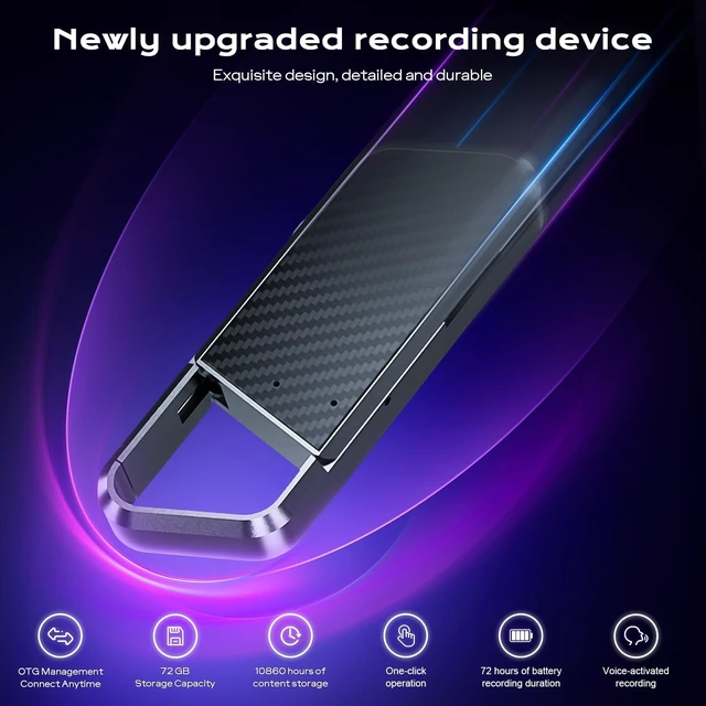 Alt view image 11 of 14 - 72GB Voice Activated Recorder - 10860H Recording Device with Noise Reduction DSP 6.0 Portable Audio Recorder for Lecture & Meeting - Digital Vioce Recorder with Playback