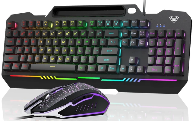 Alt view image 8 of 14 - Gaming Keyboard, T102 104 Keys Gaming Keyboard and Mouse Combo with RGB Backlit, All-Metal Panel, Anti-Ghosting, PC Game Keyboard and Mouse, USB Wired Keyboard Mouse for MAC Xbox PC Gamers