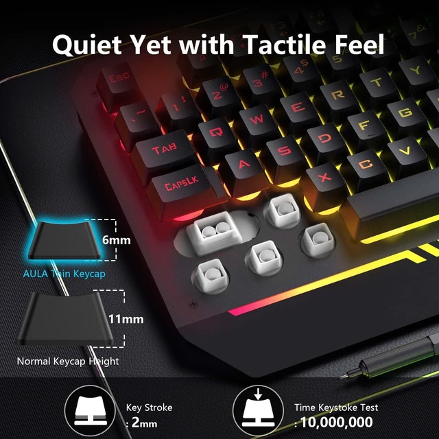 Alt view image 12 of 14 - Gaming Keyboard, T102 104 Keys Gaming Keyboard and Mouse Combo with RGB Backlit, All-Metal Panel, Anti-Ghosting, PC Game Keyboard and Mouse, USB Wired Keyboard Mouse for MAC Xbox PC Gamers