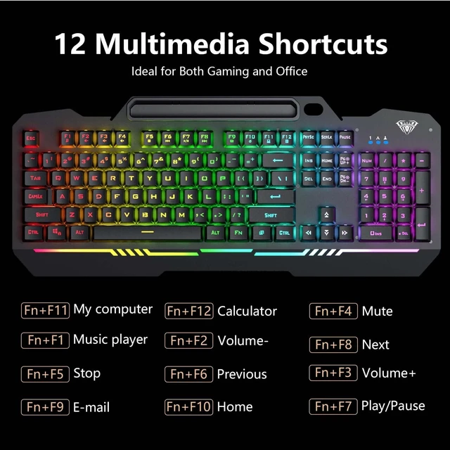 Alt view image 13 of 14 - Gaming Keyboard, T102 104 Keys Gaming Keyboard and Mouse Combo with RGB Backlit, All-Metal Panel, Anti-Ghosting, PC Game Keyboard and Mouse, USB Wired Keyboard Mouse for MAC Xbox PC Gamers