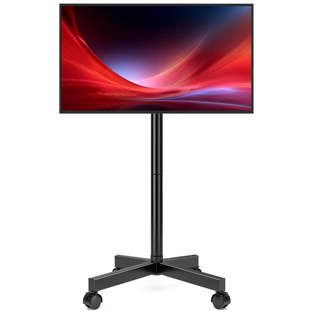 Alt view image 8 of 14 - Mobile TV Stand for 23-60 Inch LCD LED Flat/Curved Screen TVs, TV Cart Holds up to 77Lbs, Rolling TV Stand with Tilt and Height Adjustable, Pole TV Floor Stand with Wheels Max VESA 400x400mm