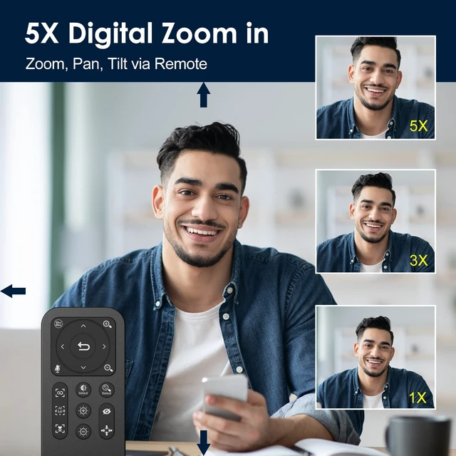 Alt view image 11 of 14 - 2K Webcam for PC/Laptop/Mac, 1080P Computer Camera with RingLight | Remote, Low-Light Correction, 2 Mics, Privacy Cover, Auto Focus Digital Zoom Student Webcam, HDR Web Camera for Skype/Teams