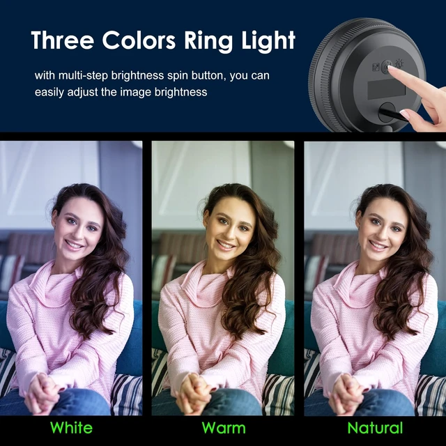 Alt view image 14 of 14 - 2K Webcam for PC/Laptop/Mac, 1080P Computer Camera with RingLight | Remote, Low-Light Correction, 2 Mics, Privacy Cover, Auto Focus Digital Zoom Student Webcam, HDR Web Camera for Skype/Teams