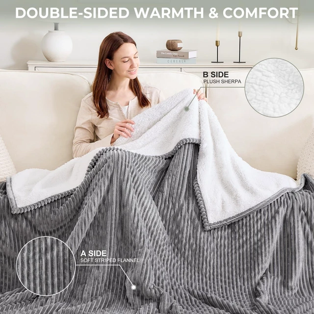 Alt view image 12 of 14 - Heated Blanket Queen Size Dual Control Electric Blanket, 84"x90" | Washable Heating Blanket, 5 Heat Levels, 10H Auto Off, Overheat Protection, Soft Flannel Sherpa, Gift for Grandma, Grey