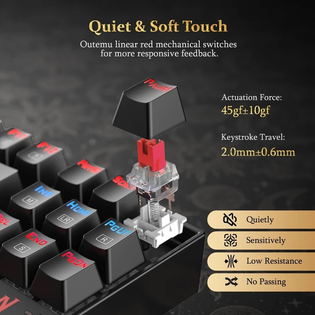Alt view image 11 of 14 - K552 Mechanical Keyboard, LED Gaming Keyboard with Red Switches | 87-Key TKL Compact, Anti-Ghosting, Metal Frame for PC Gaming & Typing, Beginner-Friendly, Redragon Classic Gaming Keyboard