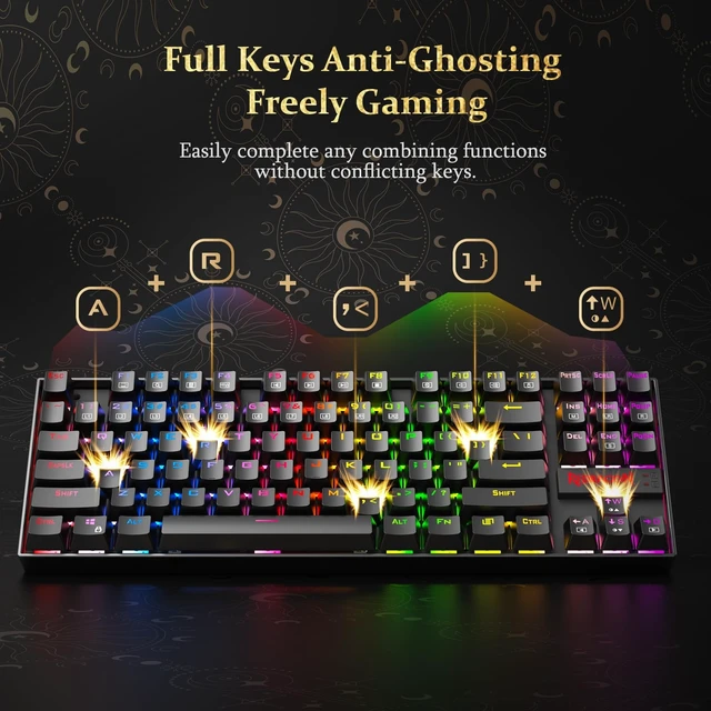 Alt view image 12 of 14 - K552 Mechanical Keyboard, LED Gaming Keyboard with Red Switches | 87-Key TKL Compact, Anti-Ghosting, Metal Frame for PC Gaming & Typing, Beginner-Friendly, Redragon Classic Gaming Keyboard