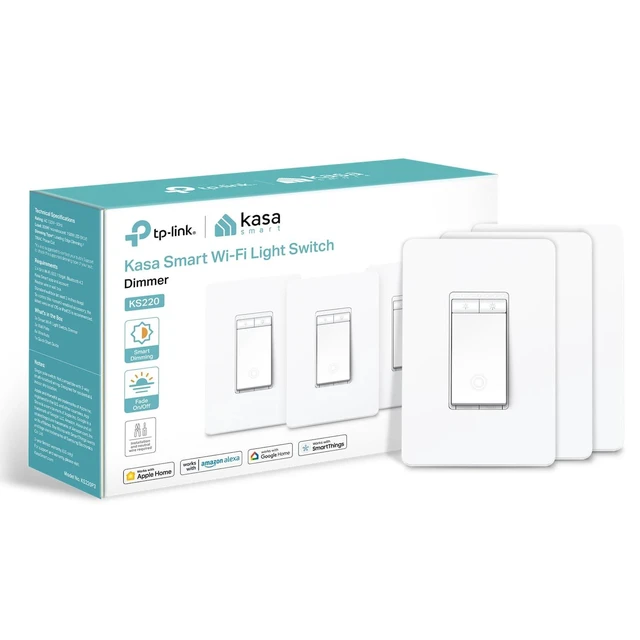 Alt view image 5 of 8 - Smart Dimmer Switch, KS220P3, Single Pole | Neutral Wire Required, 2.4GHz Wi-Fi Works with Siri, Alexa and Google Home, UL Certified, No Hub Required, White, 3-Pack