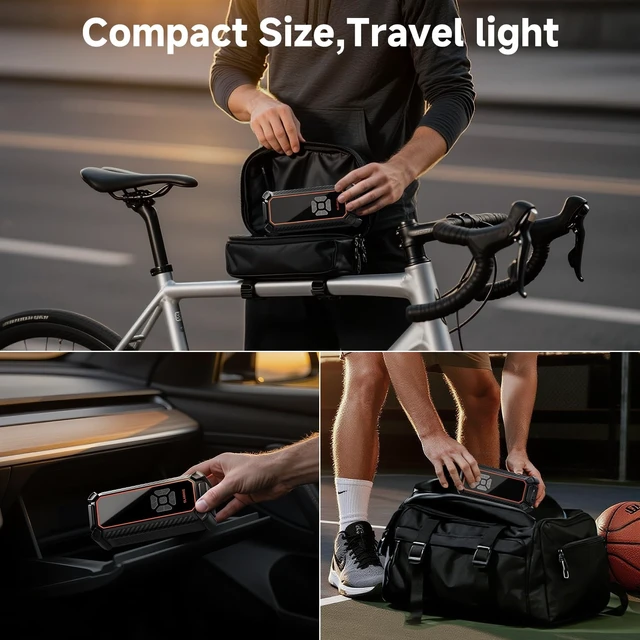Alt view image 12 of 14 - Tire Inflator Portable Air Compressor,Dual Power-3*2000mAh &12V DC | Lightning-Fast Inflation, Auto Shut-off, Cordless Air Pump for Car Tires, Bikes, Balls with LED & Digital Pressure Gauge