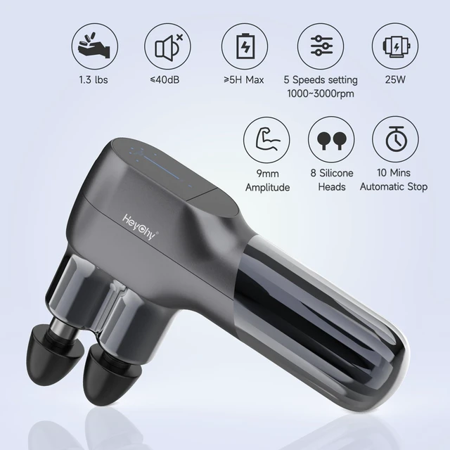 Alt view image 12 of 14 - F5 Dual-Head Massage Gun, 9mm Deep Tissue, 5 Speeds, 4 Heads | Deep Tissue Percussion Massager for Pain Relief, Portable Handheld Muscle Recovery Gun for Athletes, Travel