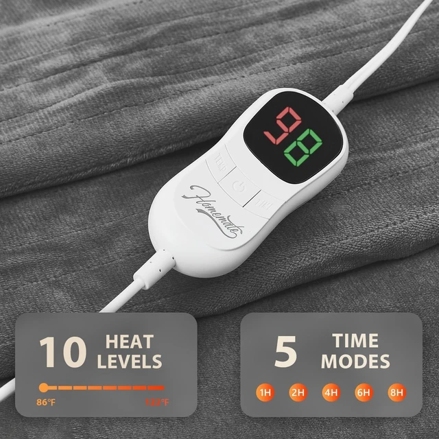 Alt view image 12 of 14 - Electric Heated Blanket Twin Size 62"x84" Heating Blanket ETL Cert | ETL Certified 1/2/4/6/8H Auto-Off 10 Heat Levels Overheat Protection Flannel Sherpa,For Cold AC Office Room Cold Sleeper Gift