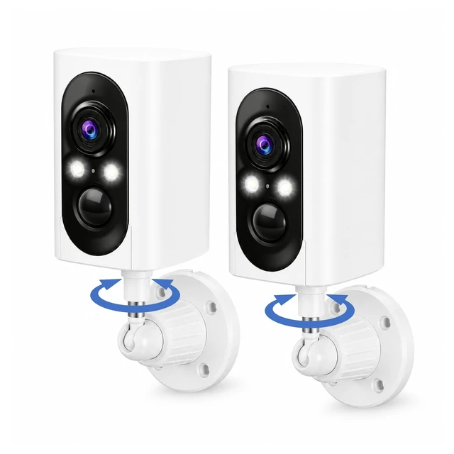 Alt view image 8 of 14 - 355° Pan Rotate Cameras 2 Pack, Security Cameras Wireless Outdoor | 2K Video, Detect & Alert & Respond, SD/Cloud Storage, Color Night Vision, 2-Way Talk, 2.4G WiFi, IP65 Waterproof
