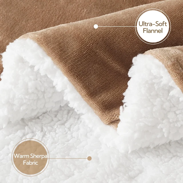 Alt view image 13 of 14 - Electric Heated Blanket Throw 50"x60" - Soft Cozy Flannel & Sherpa Fabric Dual-Sided, 9 Heat Settings & 2-10 Hours Auto Off, Warming Heated Throw for Home Office, Machine Washable, Brown