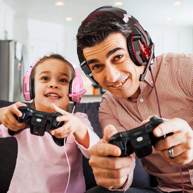 Alt view image 9 of 14 - Stereo Pro Gaming Headset for PS4, PC, Xbox One Controller, Noise Cancelling Over Ear Headphones with Mic, LED Light, Bass Surround, Soft Memory Earmuffs for Laptop Mac Wii Accessory Kits