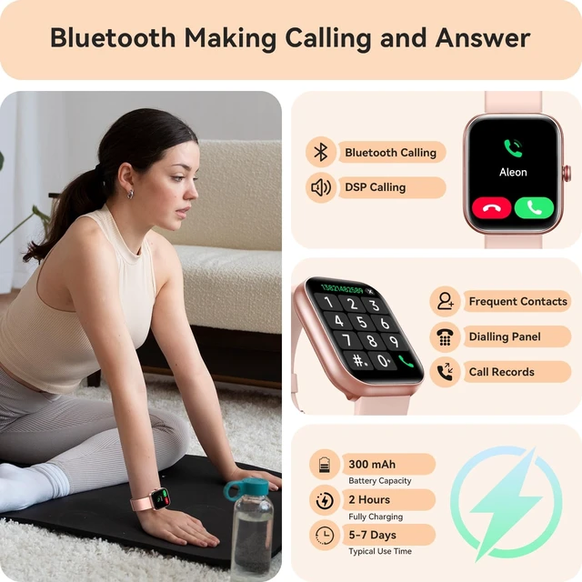 Alt view image 9 of 14 - Smart Watch for Women, Smartwatch for iPhone & Android Bluetooth (Answer/Call) Built-in Alexa, 1.91" HD Fitness Tracker with 105+ Sport Modes, IP68 Waterproof, Sleep/Heart Rate/SpO2/Stress Monitor