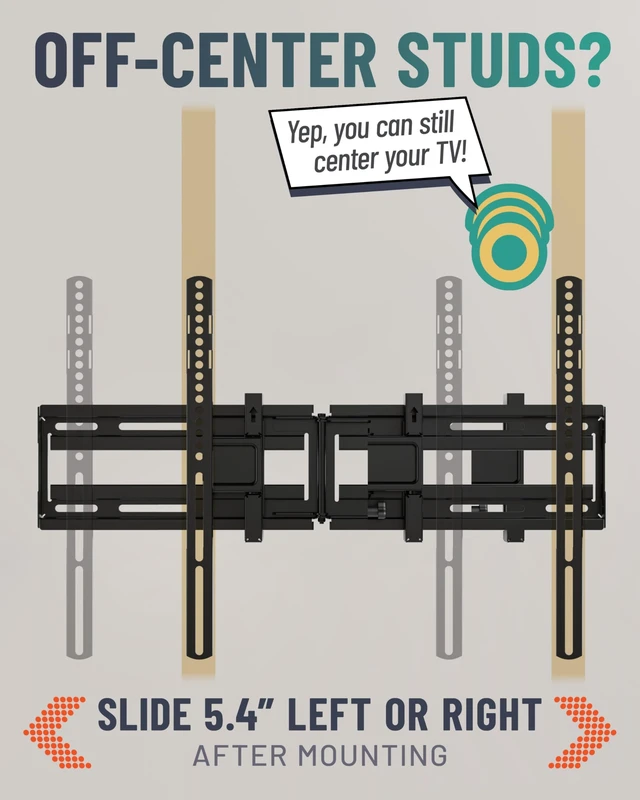 Alt view image 14 of 14 - Extendable Tilting TV Wall Mount for 32-90 Inch TVs - Universal Low-Profile Bracket with 12° Tilt for Glare Reduction, UL-Listed Easy Install
