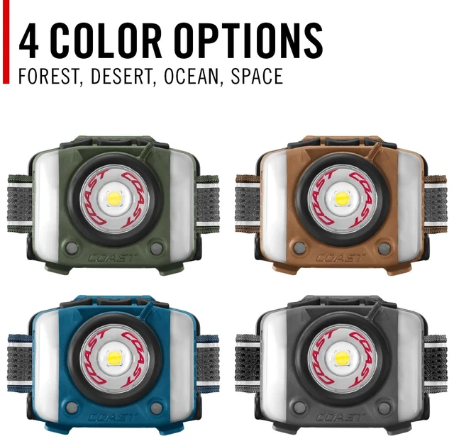 Alt view image 12 of 14 - FL97R Voice-Controlled 1200 Lumen Rechargeable LED Headlamp with Pure Beam Spot & Flood, ARC Lighting, Red & Green Color Modes, Glide Focus Radial Arm Dial and USB-C Charge Port, Ocean Blue