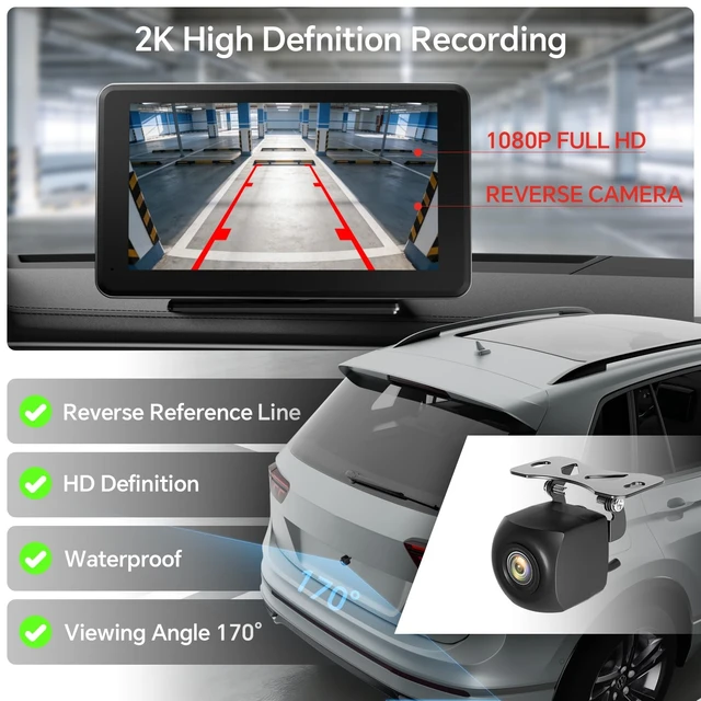 Alt view image 10 of 14 - Wireless CarPlay & Android Auto Car Stereo - 7" HD Portable Touchscreen with Bluetooth 5.2, GPS Navigation, Mirror Link, 1080P Backup Camera, AUX & FM Transmitter - Plug & Play Receiver for Vehicles