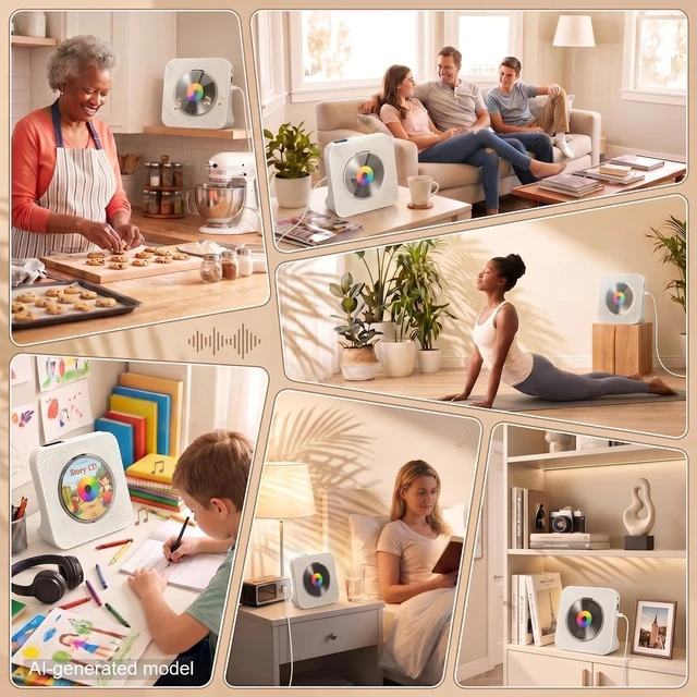 Alt view image 14 of 14 - CD Player Portable Bluetooth Desktop CD Players for Home | Portable CD Player with Bluetooth with Timer Built-in HiFi Speakers with LCD Screen Display Boombox FM Radio USB Type-C