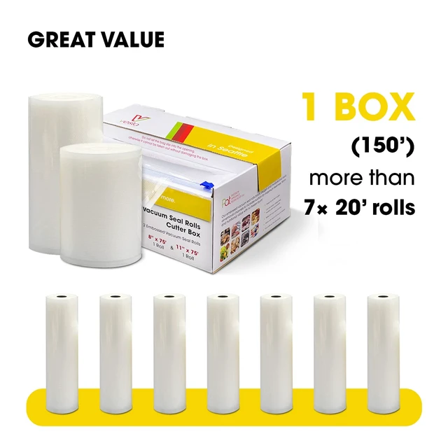 Alt view image 9 of 14 - 11" x 150' Vacuum Sealer Bags for Food Saver, Rolls with Cutter Dispenser | Commercial Grade Vacuum Sealer Rolls for Custom Sizing, BPA-Free, Ideal for Sous Vide Cooking, Meal Prep and Storage