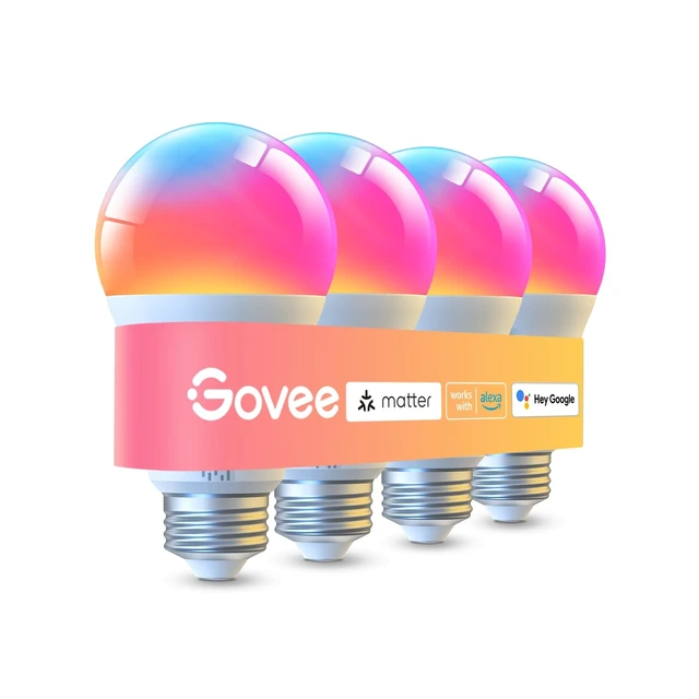 Alt view image 8 of 14 - LED Smart Light Bulbs, 1000LM RGBWW A19 75W E26 Base 4 Pack | Color Changing Light Bulb, Work with Matter Alexa and Google Assistant, Smart Bulbs for Bedroom, Living Room