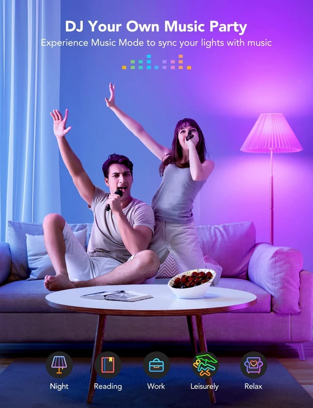 Alt view image 13 of 14 - LED Smart Light Bulbs, 1000LM RGBWW A19 75W E26 Base 4 Pack | Color Changing Light Bulb, Work with Matter Alexa and Google Assistant, Smart Bulbs for Bedroom, Living Room