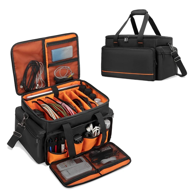 Alt view image 8 of 14 - DJ Cable File Bag with Adjustable Dividers, 15.6'' Laptop Sleeve | Travel Musicians Gig Organizer Bag for DJ Gear , Music equipment and Accessories