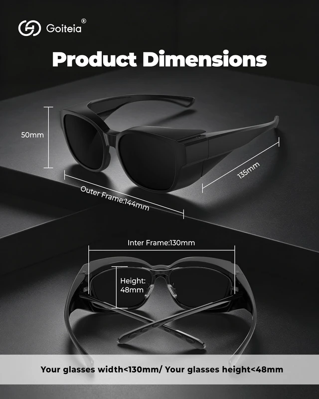 Alt view image 14 of 14 - Cataract Sunglasses, Light Sensitivity, CAT4 Dark Fit Over Glasses | Super Dark Large Wide Wrap Around Sunglasses For Post Laser Eye Surgery,Polarized UV400 Protection,Made Eyes Not Feel Sore